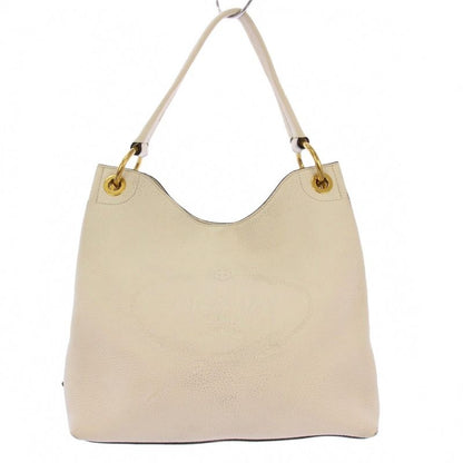 Prada Vittero Logo Handbag One Handle Leather Triangle Plate White KH - OH