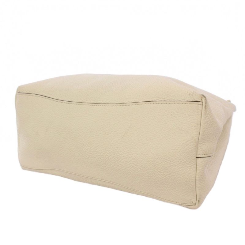 Prada Vittero Logo Handbag One Handle Leather Triangle Plate White KH - OH