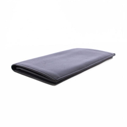 Hermes Citizen Twill Long Swift Long Wallet Fold Leather Dark Blue A Engraved