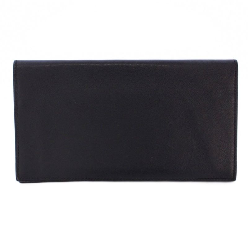 Hermes Citizen Twill Long Swift Long Wallet Fold Leather Dark Blue A Engraved