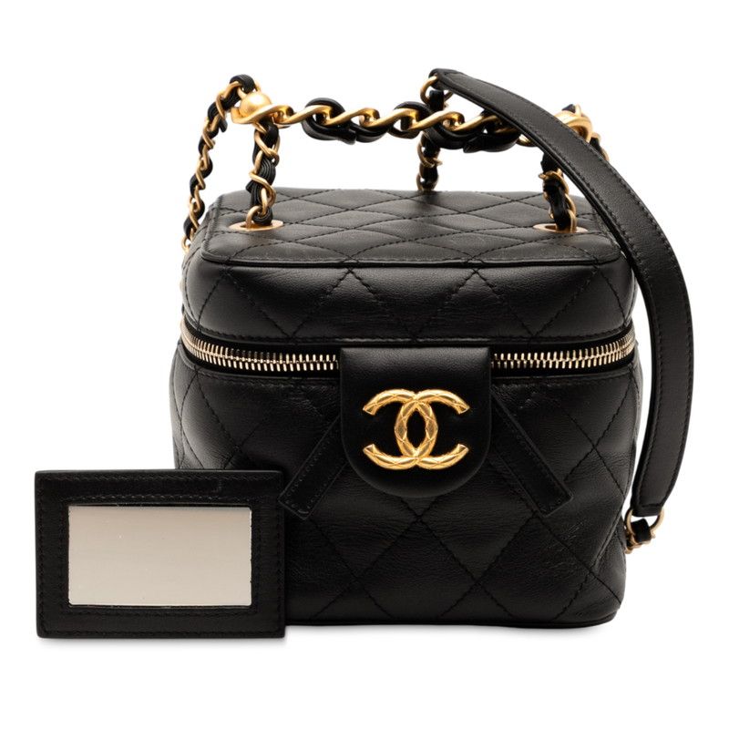 Chanel Coco Mark Chain Bag Vanity Bag Black Ladies Chanel