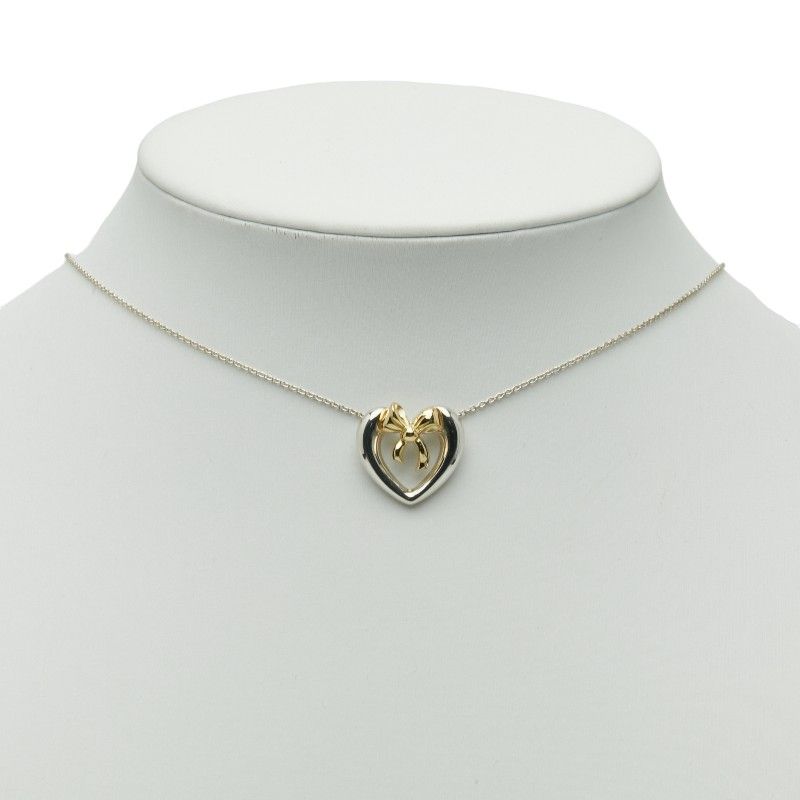 Tiffany & Co Open Heart Ribbon Silver Gold Sv925 Silver 18k Gold Ladies
