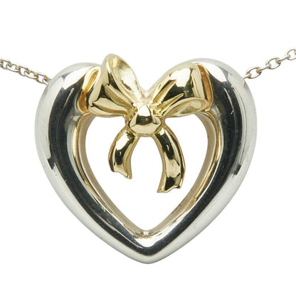 Tiffany & Co Open Heart Ribbon Silver Gold Sv925 Silver 18k Gold Ladies