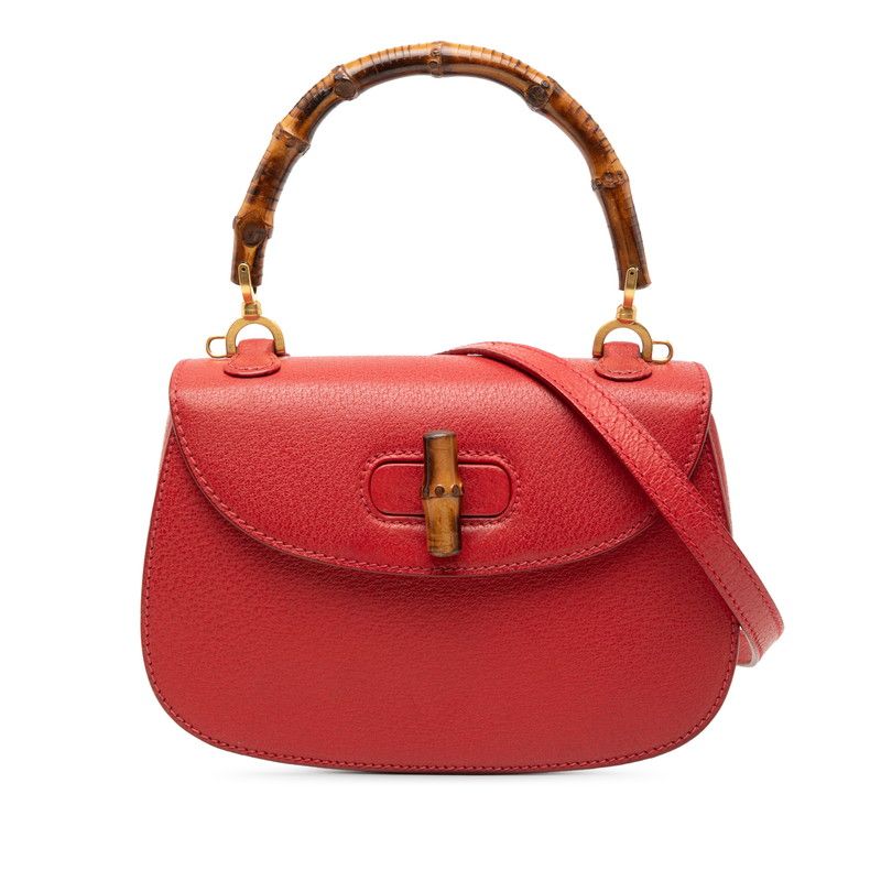 Gucci Bamboo Handbag Bag 2way 000 2046 0188 Red Leather Ladies Gucci