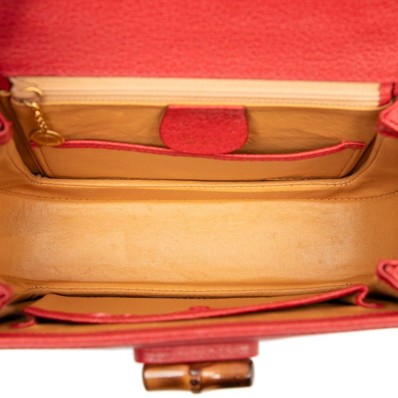 Gucci Bamboo Handbag Bag 2way 000 2046 0188 Red Leather Ladies Gucci