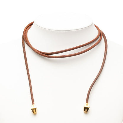 Hermes Lanier Gold Brown Plated Leather Women Hermes