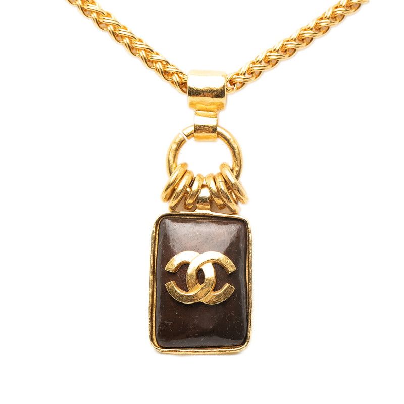 Chanel Coco Mark Chain Gold Brown Plated Ladies Chanel
