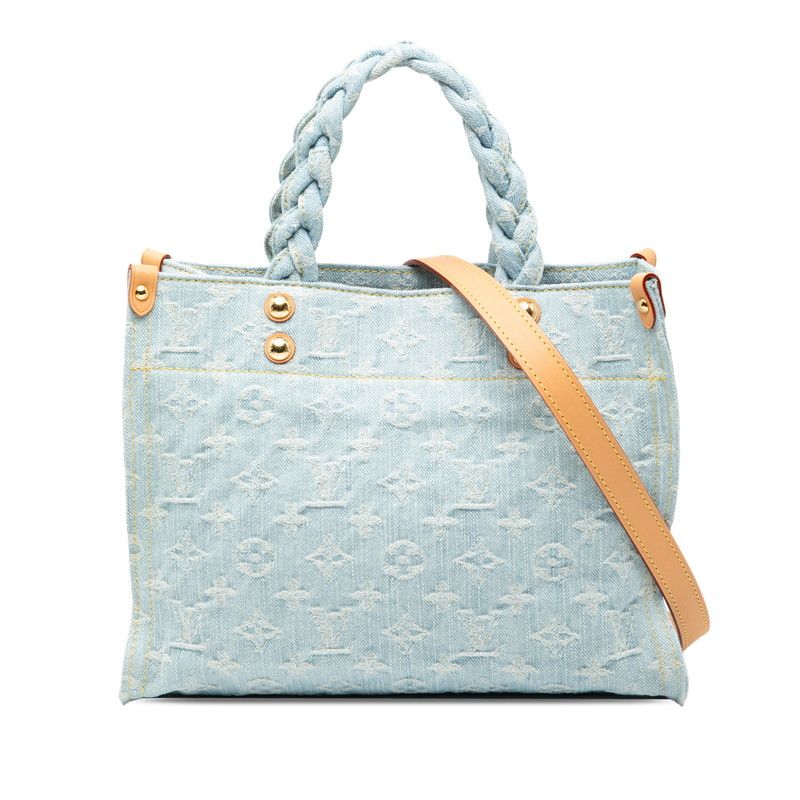Louis Vuitton Denim Lettogo Handbag Bag 2way M24897 Light Blue Denim Women