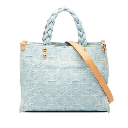 Louis Vuitton Denim Lettogo Handbag Bag 2way M24897 Light Blue Denim Women