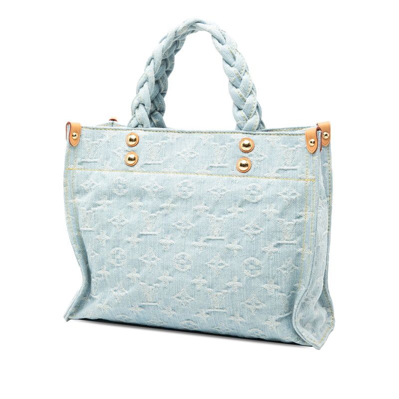 Louis Vuitton Denim Lettogo Handbag Bag 2way M24897 Light Blue Denim Women