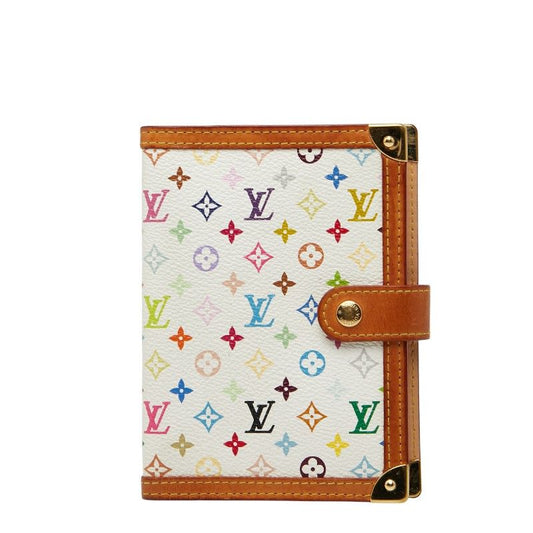 Louis Vuitton Agenda PM R20896 White Multi Brown PVC Leather Women Louis Vuitton