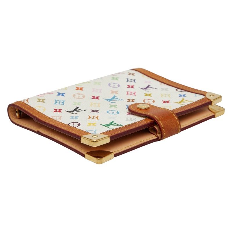 Louis Vuitton Agenda PM R20896 White Multi Brown PVC Leather Women Louis Vuitton