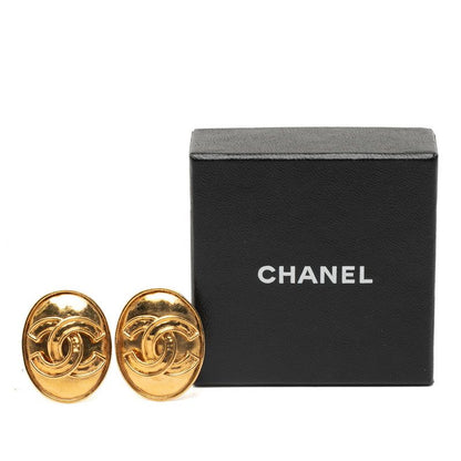 Chanel Vintage Coco Mark Oval Gold Plated Ladies Chanel