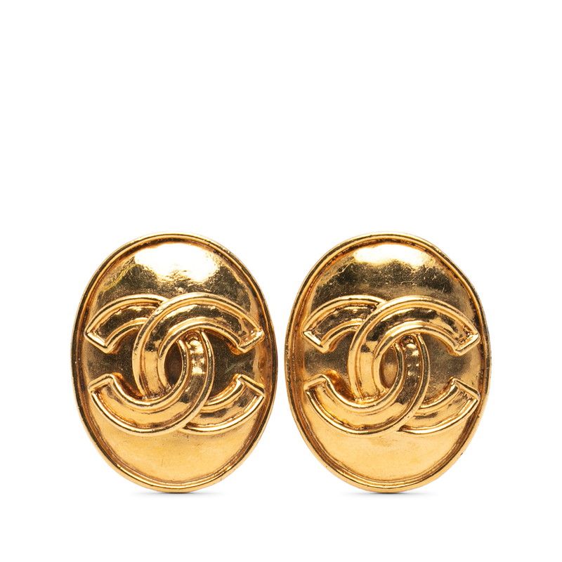 Chanel Vintage Coco Mark Oval Gold Plated Ladies Chanel