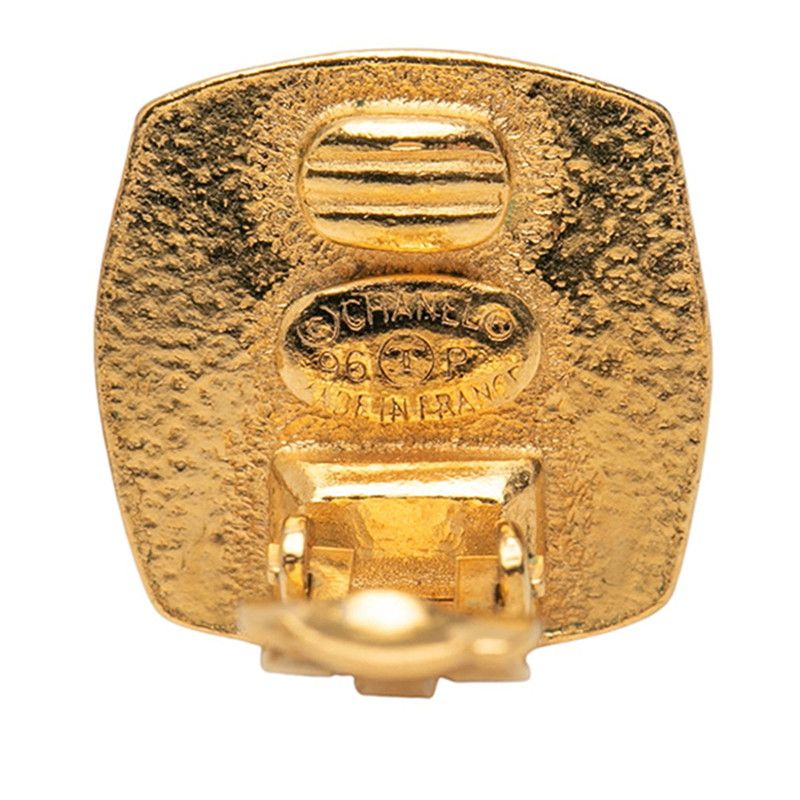 Chanel Vintage Coco Mark Square Gold Black Plated Ladies Chanel