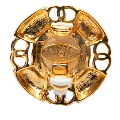 Chanel Vintage Coco Mark Gold Plated Faux Pearl Ladies Chanel