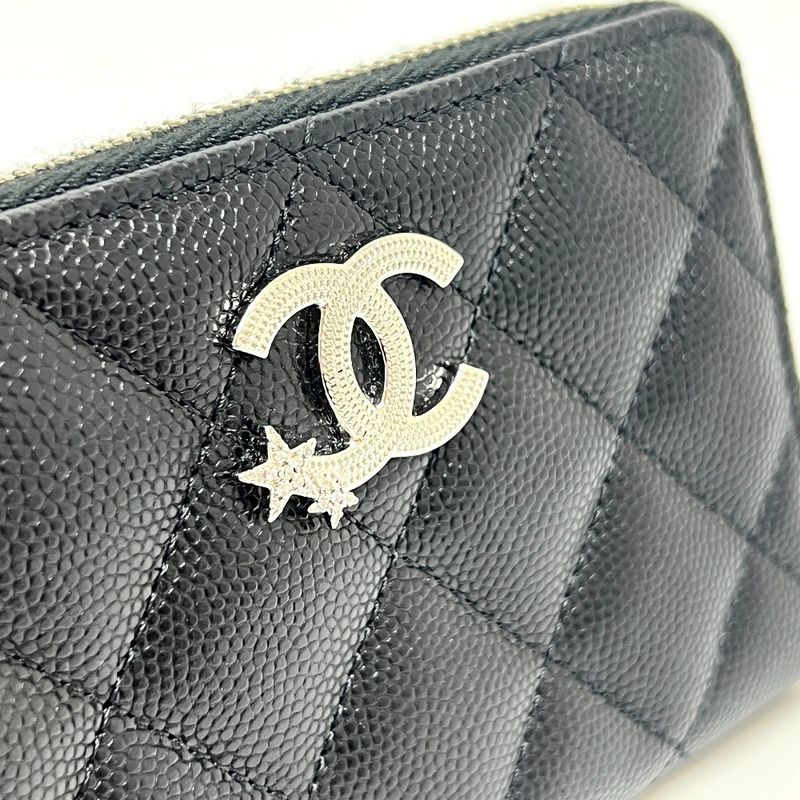 Chanel Bifold Wallet Star Coco Mark Ap3728 Caviar Skin Black
