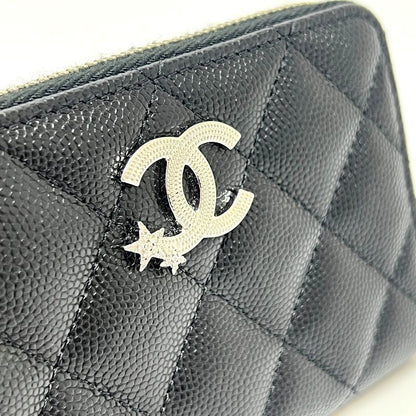 Chanel Bifold Wallet Star Coco Mark Ap3728 Caviar Skin Black