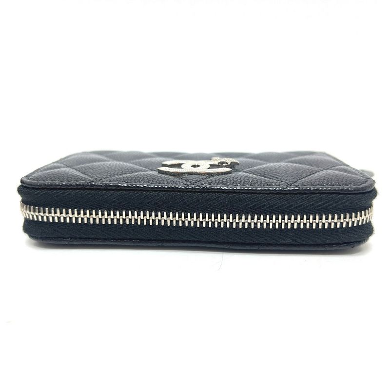 Chanel Bifold Wallet Star Coco Mark Ap3728 Caviar Skin Black