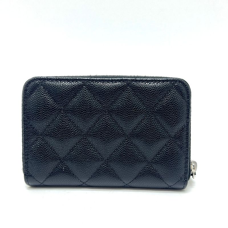 Chanel Bifold Wallet Star Coco Mark Ap3728 Caviar Skin Black