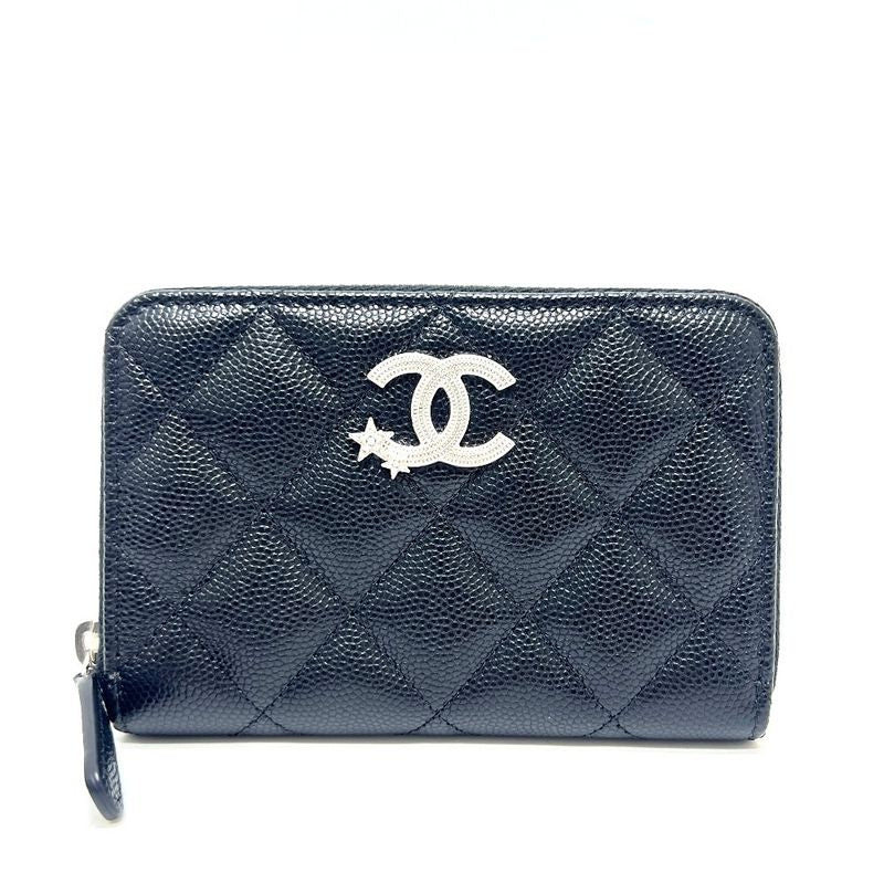 Chanel Bifold Wallet Star Coco Mark Ap3728 Caviar Skin Black