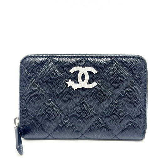 Chanel Bifold Wallet Star Coco Mark Ap3728 Caviar Skin Black