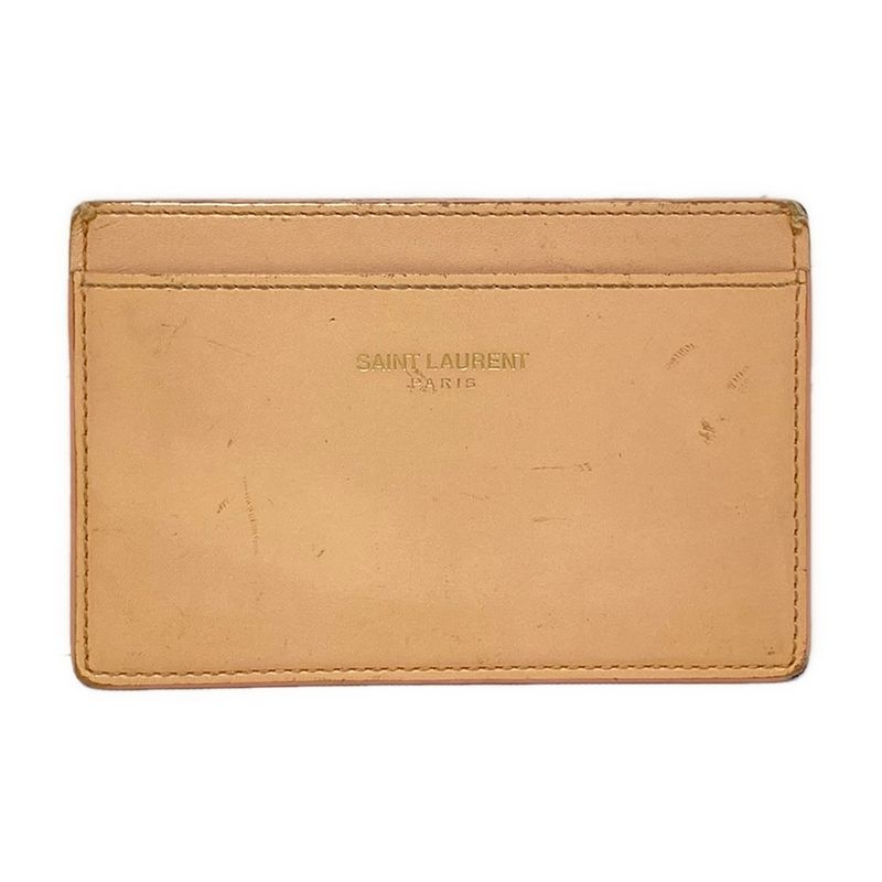 Saint Laurent Paris Card Case - Pink Beige Leather