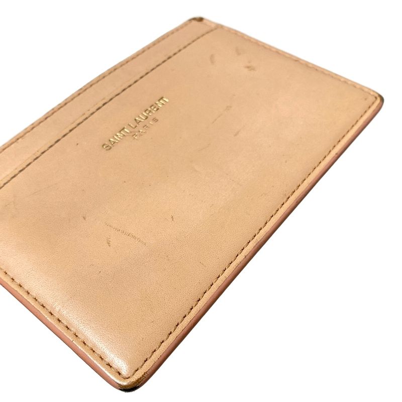 Saint Laurent Paris Card Case - Pink Beige Leather