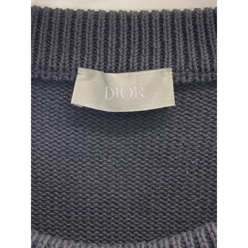 DIOR Navy 113m638at187 Oblique Cotton Knit S