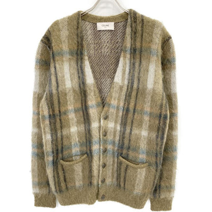 Celine 20AW 2a32j204l Khaki Brushed Mohair Check Cardigan M