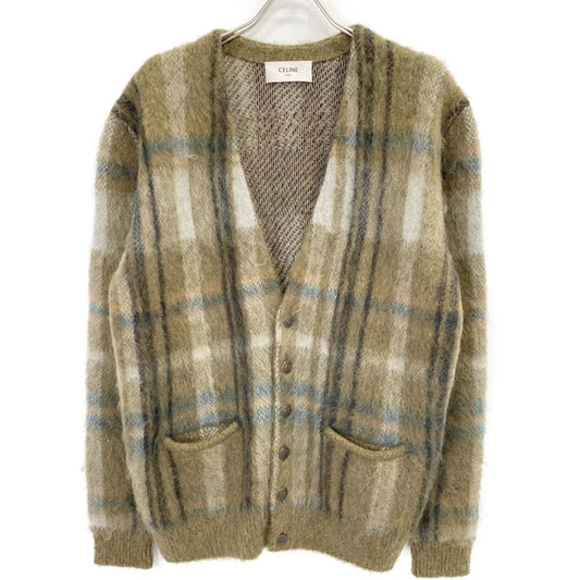 Celine 20AW 2a32j204l Khaki Brushed Mohair Check Cardigan M