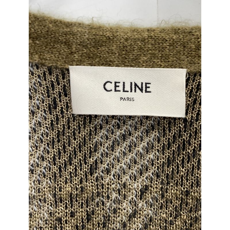 Celine 20AW 2a32j204l Khaki Brushed Mohair Check Cardigan M
