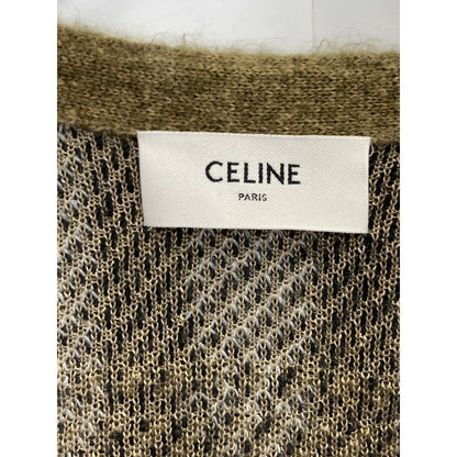 Celine 20AW 2a32j204l Khaki Brushed Mohair Check Cardigan M