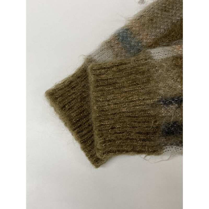 Celine 20AW 2a32j204l Khaki Brushed Mohair Check Cardigan M