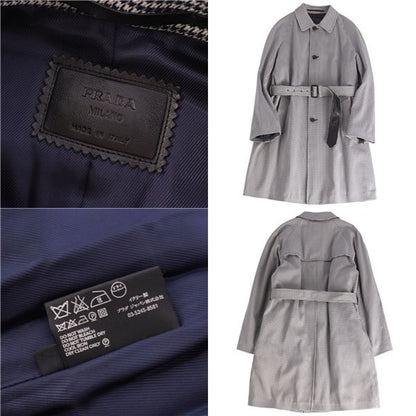 Prada Coat Belted Stainless Steel Collar Coat Balmacaan