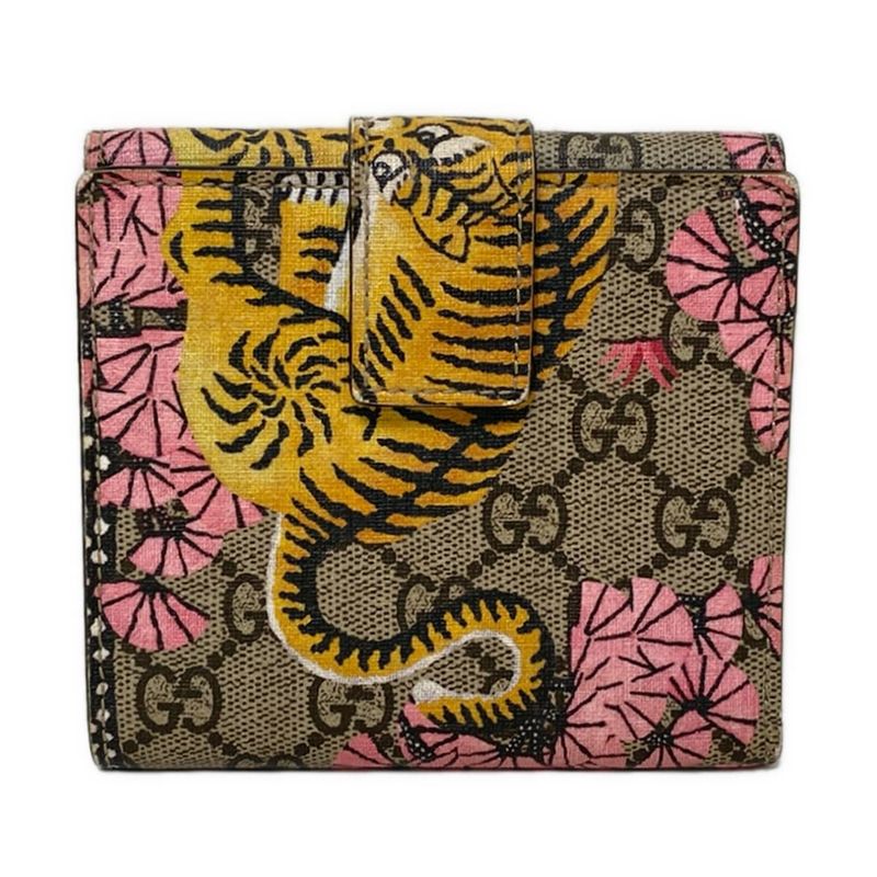 Gucci W-Hook Wallet Grey Beige Dark Yellow and Multi