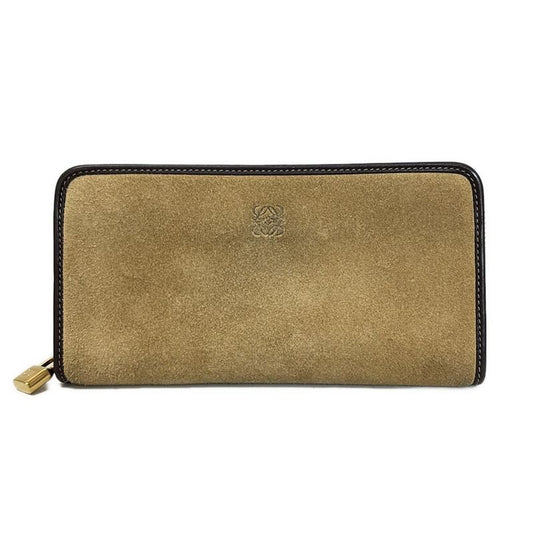 Loewe Long Wallet - F13 Beige X Dark Brown Round Zipper Leather