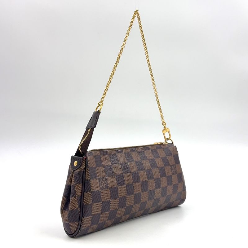 Louis Vuitton Eva Damier Ebene Damier Ebene Leather × PVC Brown Chain Shoulder