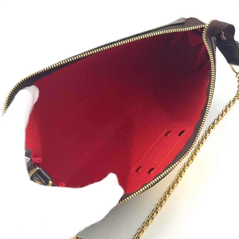 Louis Vuitton Eva Damier Ebene Damier Ebene Leather × PVC Brown Chain Shoulder