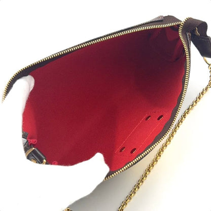 Louis Vuitton Eva Damier Ebene Damier Ebene Leather × PVC Brown Chain Shoulder