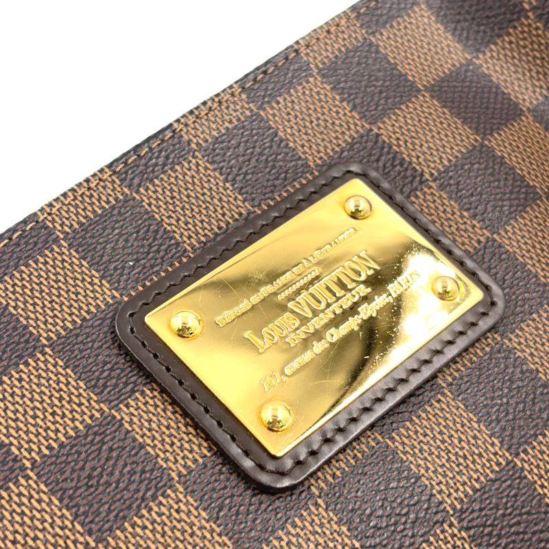 Louis Vuitton Eva Damier Ebene Damier Ebene Leather × PVC Brown Chain Shoulder