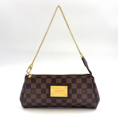 Louis Vuitton Eva Damier Ebene Damier Ebene Leather × PVC Brown Chain Shoulder