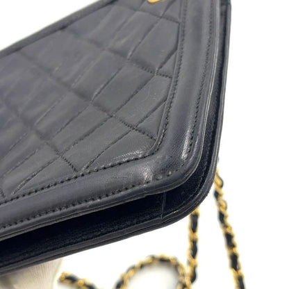 Chanel Matelasse Fringe Serial No 1 Leather Black Chain Shoulder Bag Gold
