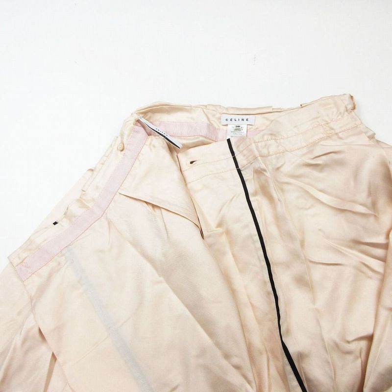 Celine 100% Silk Wrap Skirt Wrap Tucked Knee Length Half Bottoms 36 S Pink