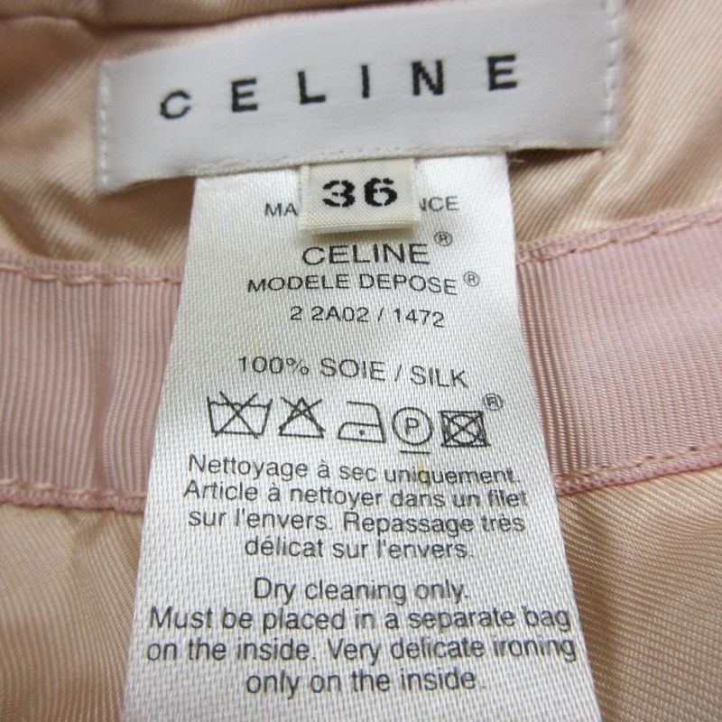 Celine 100% Silk Wrap Skirt Wrap Tucked Knee Length Half Bottoms 36 S Pink