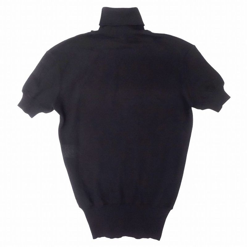 00s Balenciaga One Point Logo Turtleneck Knit Sweater Short Sleeve Wool Top 36