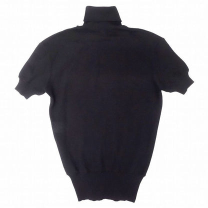 00s Balenciaga One Point Logo Turtleneck Knit Sweater Short Sleeve Wool Top 36