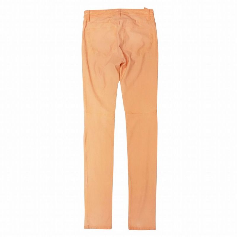 Chanel Denim Pants Skinny Faux Pearl Coco Mark Washed 34 XS Salmon Pink Women