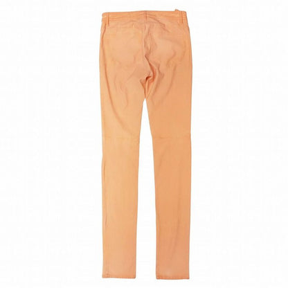 Chanel Denim Pants Skinny Faux Pearl Coco Mark Washed 34 XS Salmon Pink Women