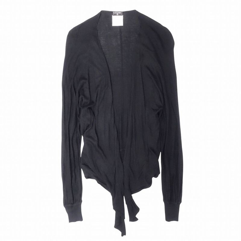 Chanel P28481k00073 06p Cashmere Blend Draped Knit Cardigan Top Long Sleeves